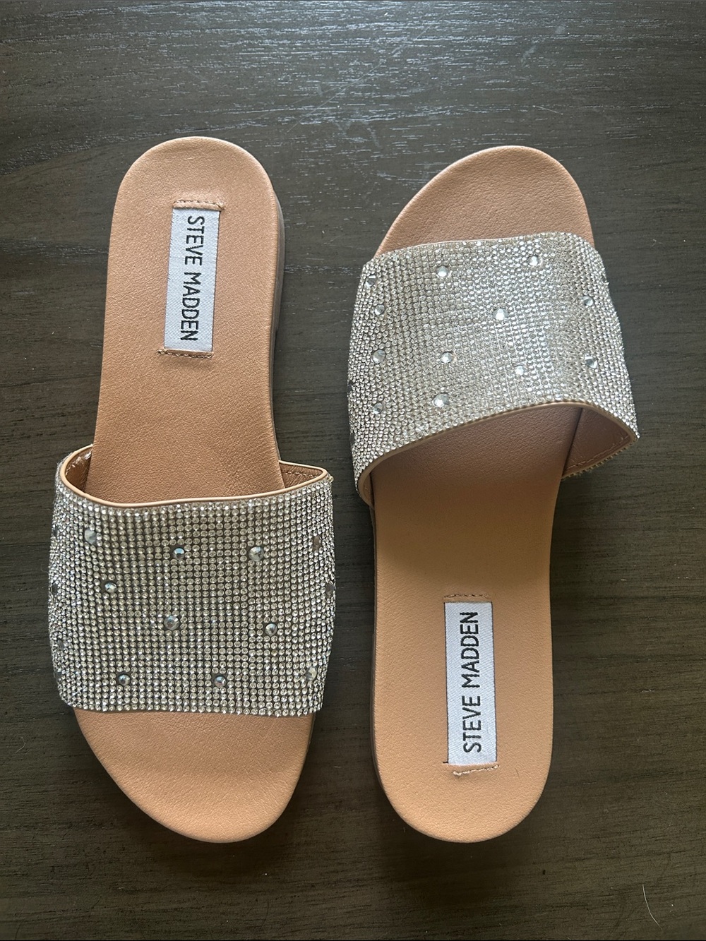 Steve Madden Kiloh Crystal Slide Sandals Sz 6.5